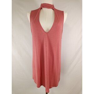NWT Express Women's Pink Keyhole Sleeveless Tank Top Size Large